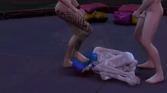 Redare Orgie transexuală 3D cu drăguța Jane Insane, petrecere hardcore de sex în grup în Sims 4 World